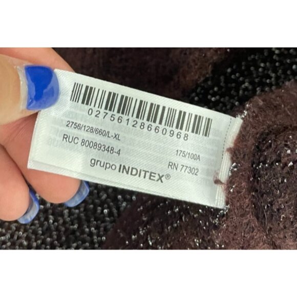 Zara Women Sweater Cardigan Coat L XL Wine Metallic Thread Jacquard 2756/128 NWT - Picture 8 of 15